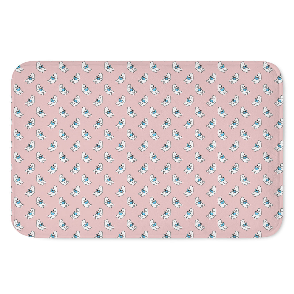 Polar Bear Reading Book Pattern Print Indoor Door Mat