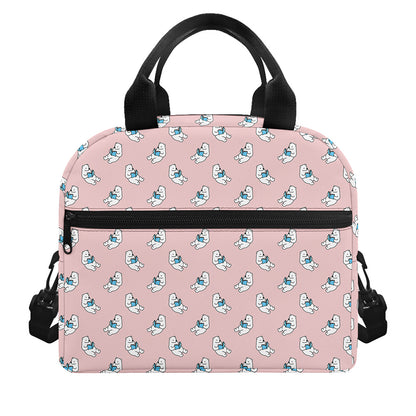 Polar Bear Reading Book Pattern Print Insulated Lunch Bag