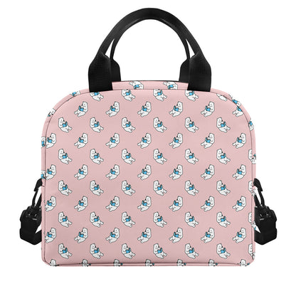 Polar Bear Reading Book Pattern Print Insulated Lunch Bag