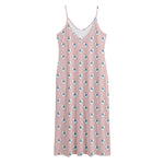 Polar Bear Reading Book Pattern Print Jersey Midi Cami Dress