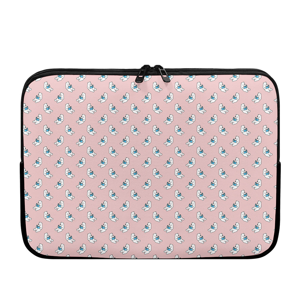 Polar Bear Reading Book Pattern Print Laptop Sleeve