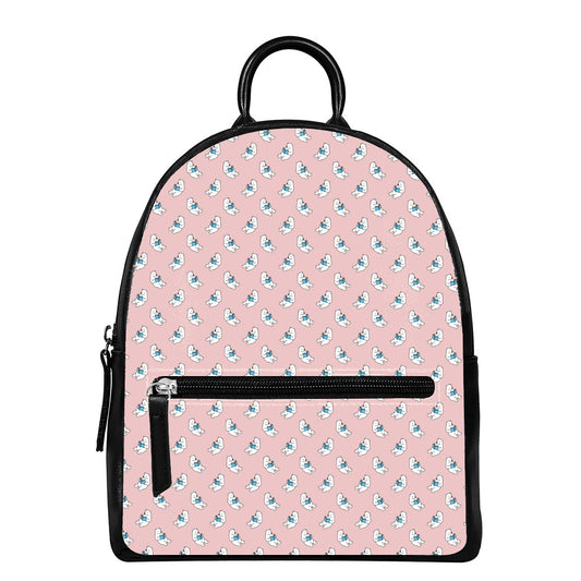 Polar Bear Reading Book Pattern Print Leather Backpack
