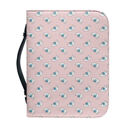 Polar Bear Reading Book Pattern Print Leather Bible Cover