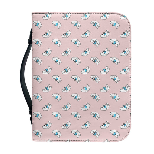 Polar Bear Reading Book Pattern Print Leather Bible Cover