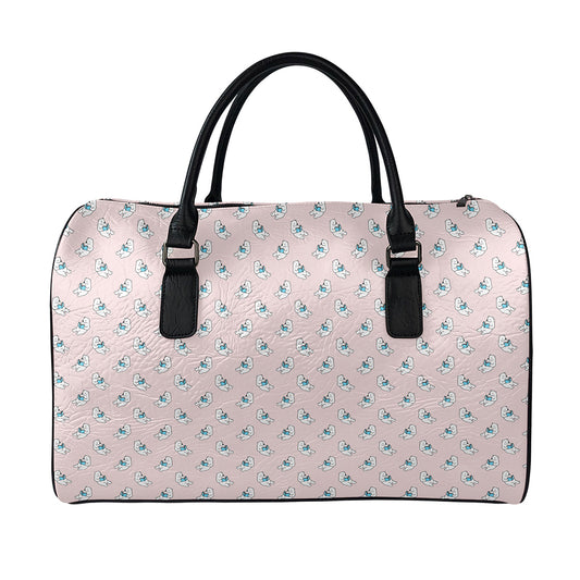 Polar Bear Reading Book Pattern Print Leather Duffle Bag