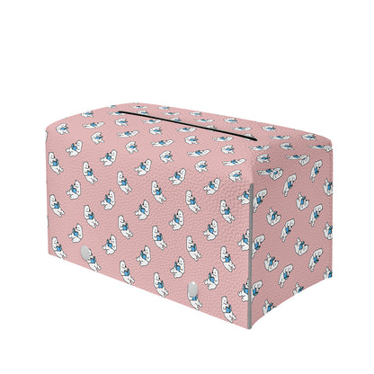 Polar Bear Reading Book Pattern Print Leather Tissue Box Cover