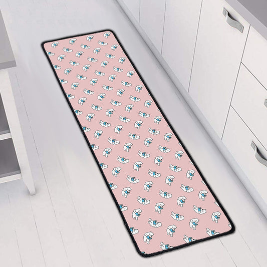 Polar Bear Reading Book Pattern Print Long Kitchen Mat