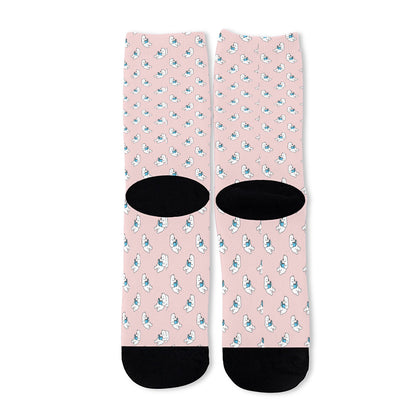 Polar Bear Reading Book Pattern Print Long Socks