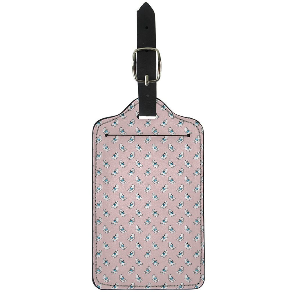 Polar Bear Reading Book Pattern Print Luggage Tag