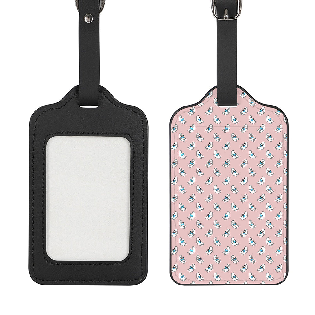 Polar Bear Reading Book Pattern Print Luggage Tag