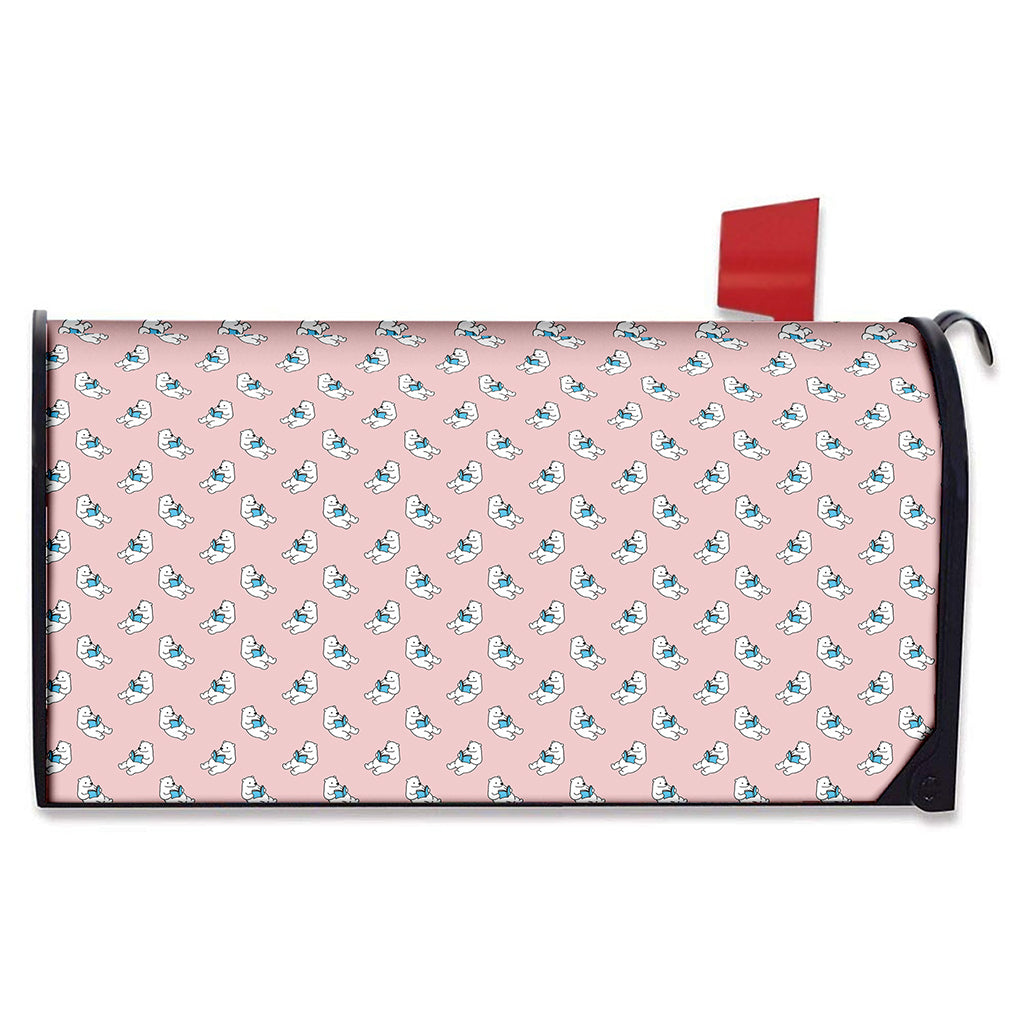 Polar Bear Reading Book Pattern Print Mailbox Cover