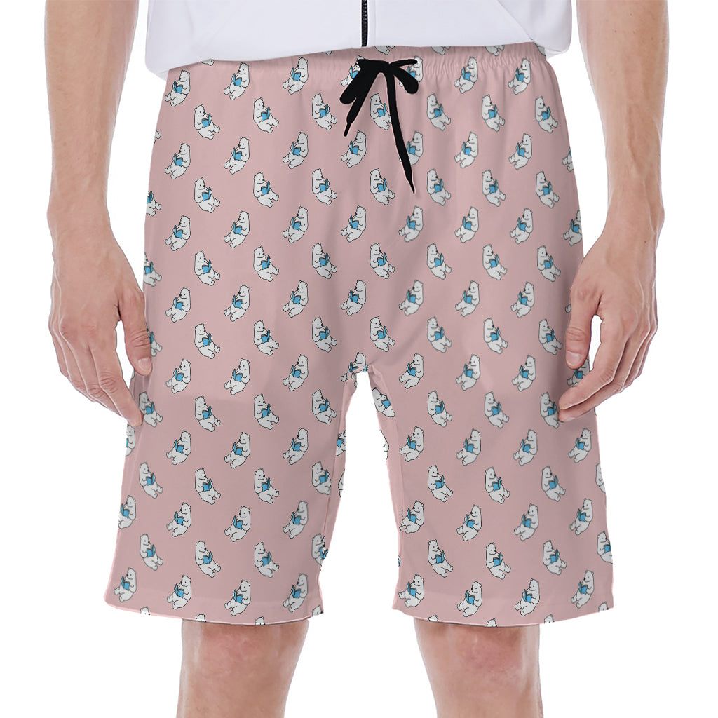 Polar Bear Reading Book Pattern Print Men's Beach Shorts