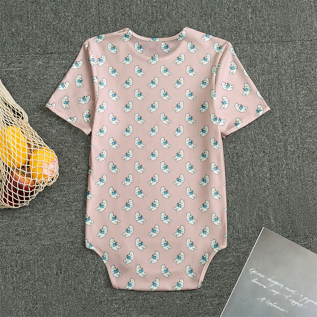 Polar Bear Reading Book Pattern Print Men's Bodysuit