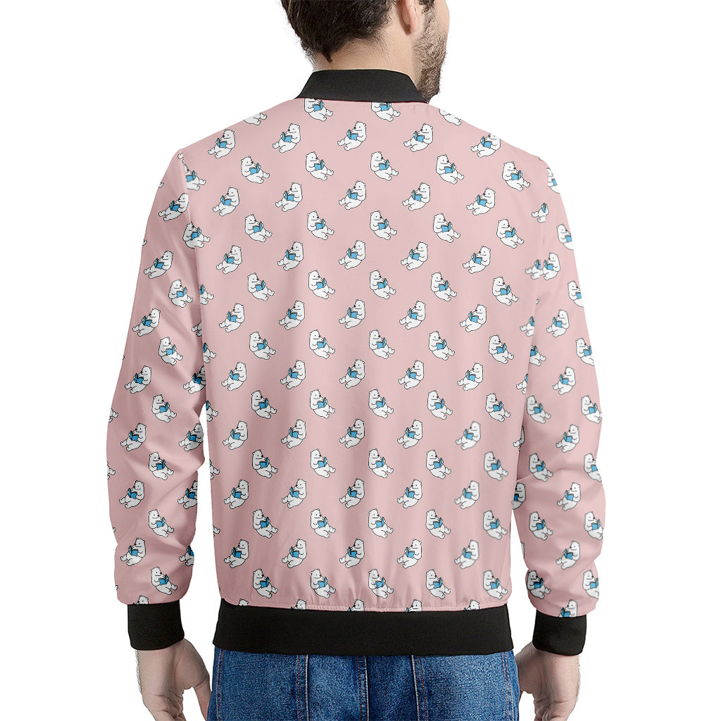 Polar Bear Reading Book Pattern Print Men's Bomber Jacket