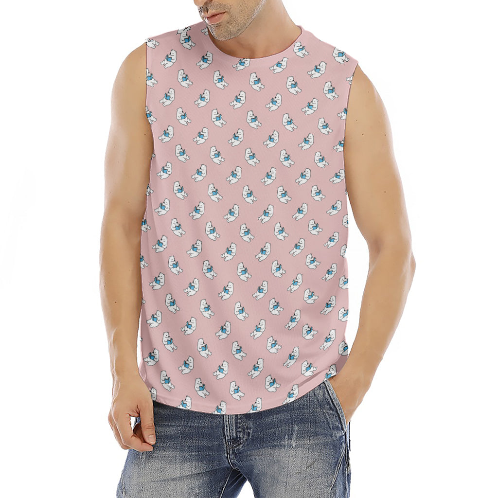 Polar Bear Reading Book Pattern Print Men's Fitness Tank Top