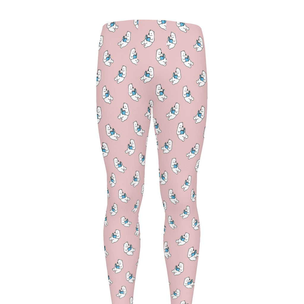 Polar Bear Reading Book Pattern Print Men's leggings