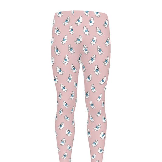 Polar Bear Reading Book Pattern Print Men's leggings