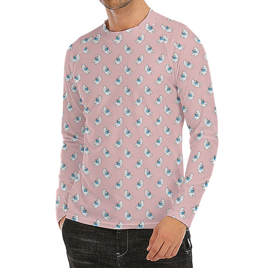 Polar Bear Reading Book Pattern Print Men's Long Sleeve Rash Guard