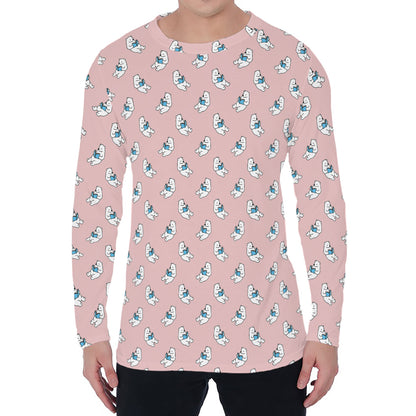 Polar Bear Reading Book Pattern Print Men's Long Sleeve T-Shirt