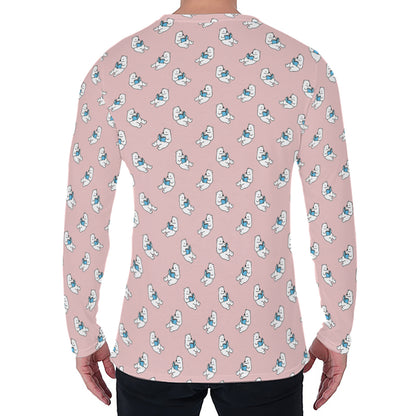 Polar Bear Reading Book Pattern Print Men's Long Sleeve T-Shirt