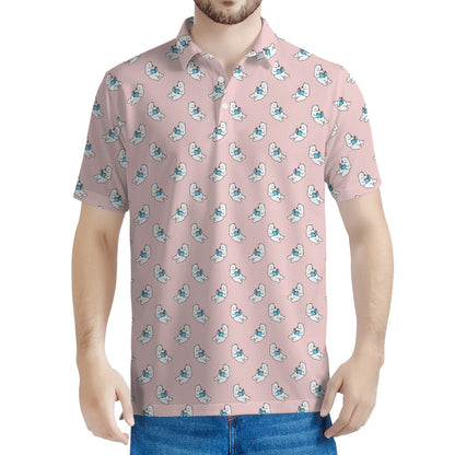 Polar Bear Reading Book Pattern Print Men's Polo Shirt
