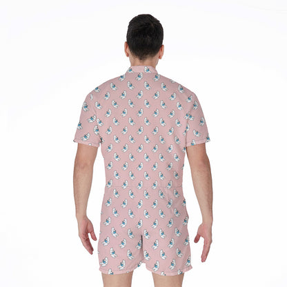 Polar Bear Reading Book Pattern Print Men's Rompers