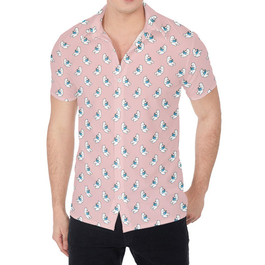 Polar Bear Reading Book Pattern Print Men's Shirt