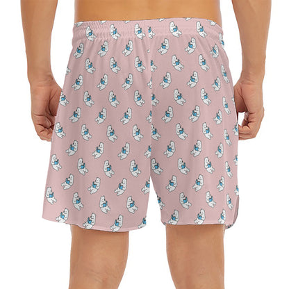 Polar Bear Reading Book Pattern Print Men's Split Running Shorts