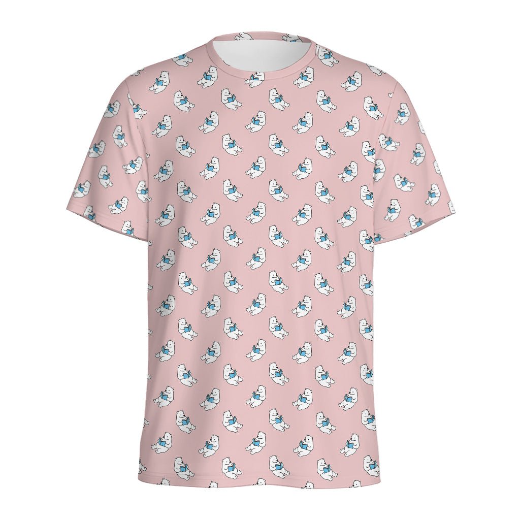 Polar Bear Reading Book Pattern Print Men's Sports T-Shirt
