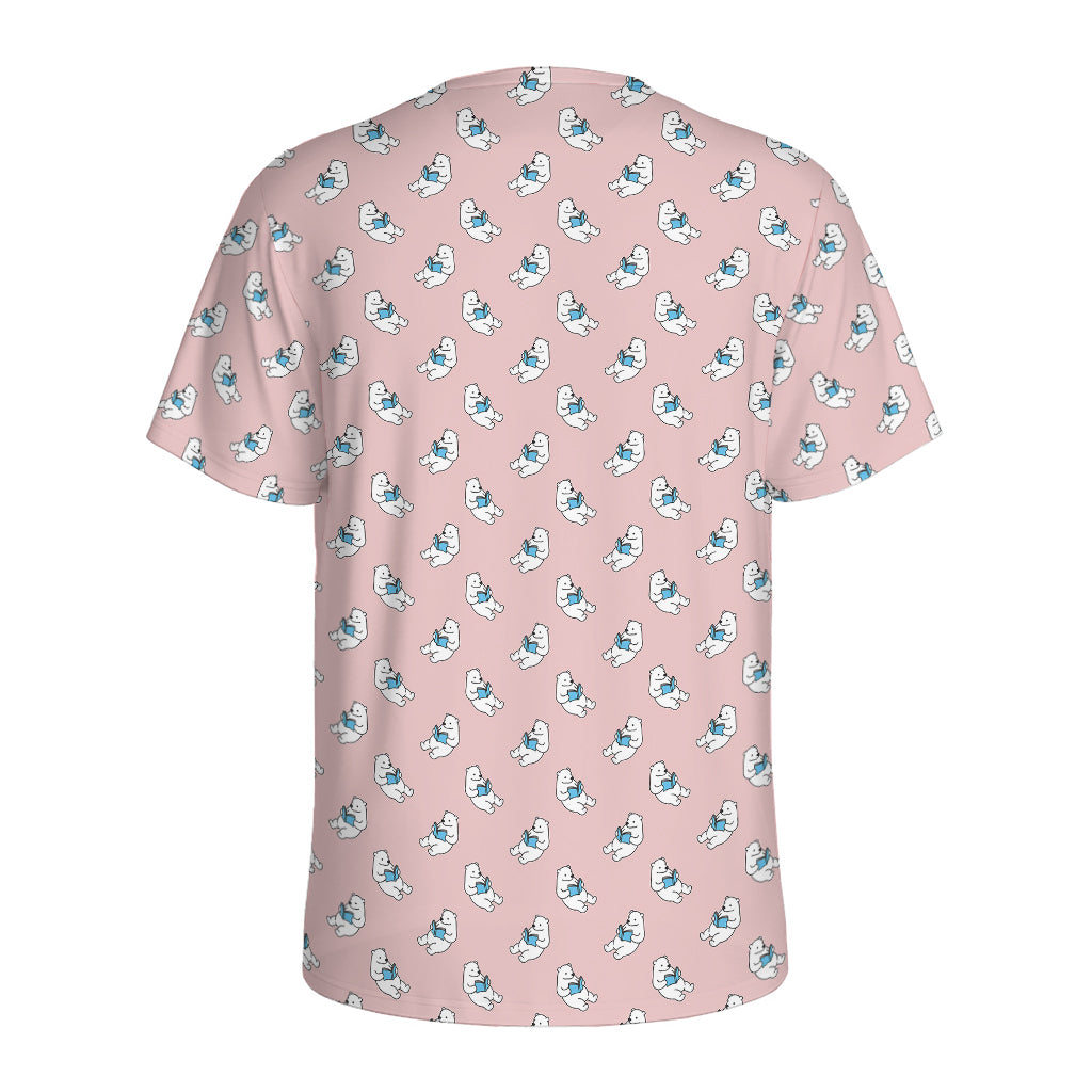 Polar Bear Reading Book Pattern Print Men's Sports T-Shirt