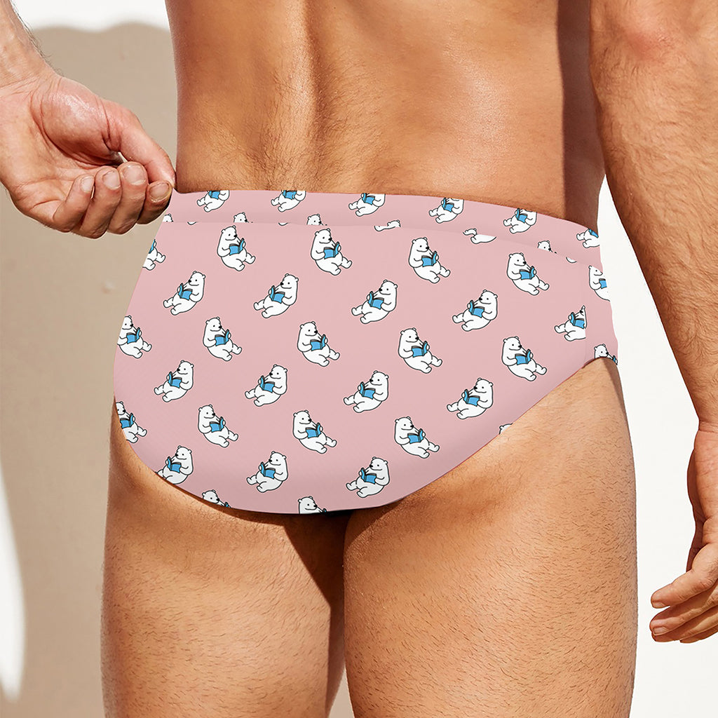 Polar Bear Reading Book Pattern Print Men's Swim Briefs