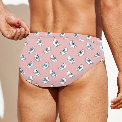 Polar Bear Reading Book Pattern Print Men's Swim Briefs