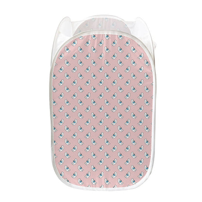 Polar Bear Reading Book Pattern Print Mesh Laundry Hamper