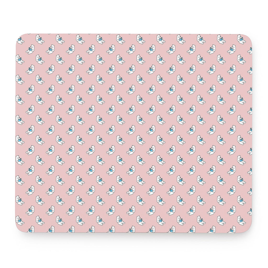 Polar Bear Reading Book Pattern Print Mouse Pad