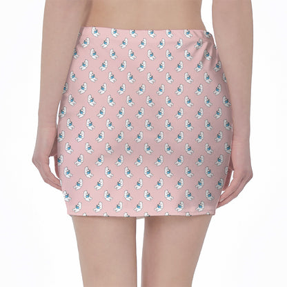 Polar Bear Reading Book Pattern Print Pencil Mini Skirt