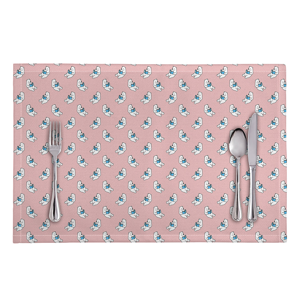 Polar Bear Reading Book Pattern Print Placemat