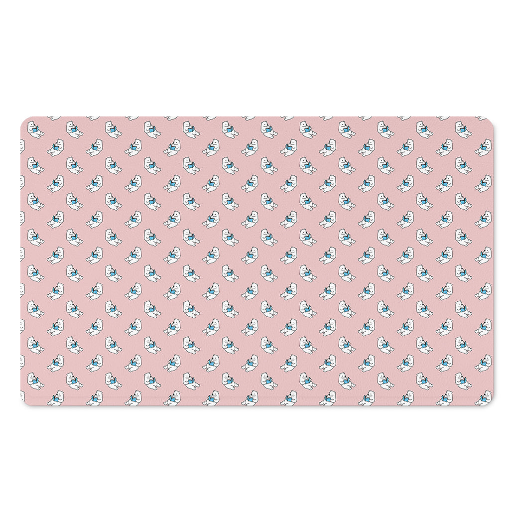 Polar Bear Reading Book Pattern Print Polyester Doormat
