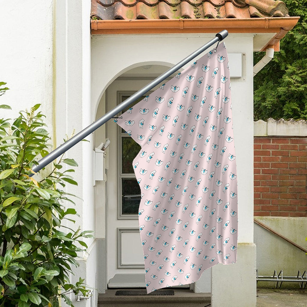 Polar Bear Reading Book Pattern Print Polyester Flag