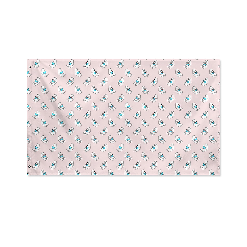 Polar Bear Reading Book Pattern Print Polyester Flag