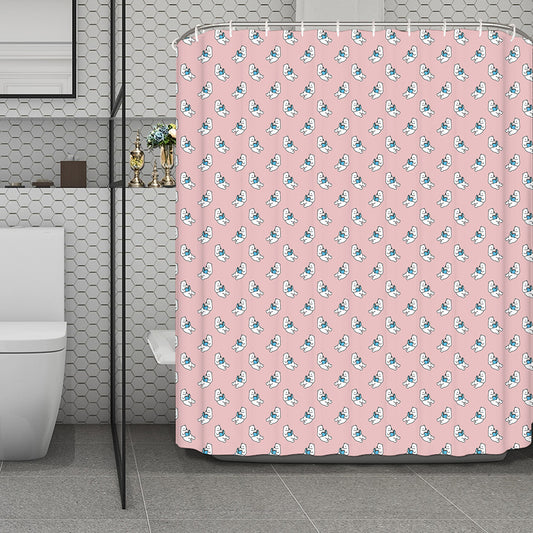 Polar Bear Reading Book Pattern Print Polyester Shower Curtain