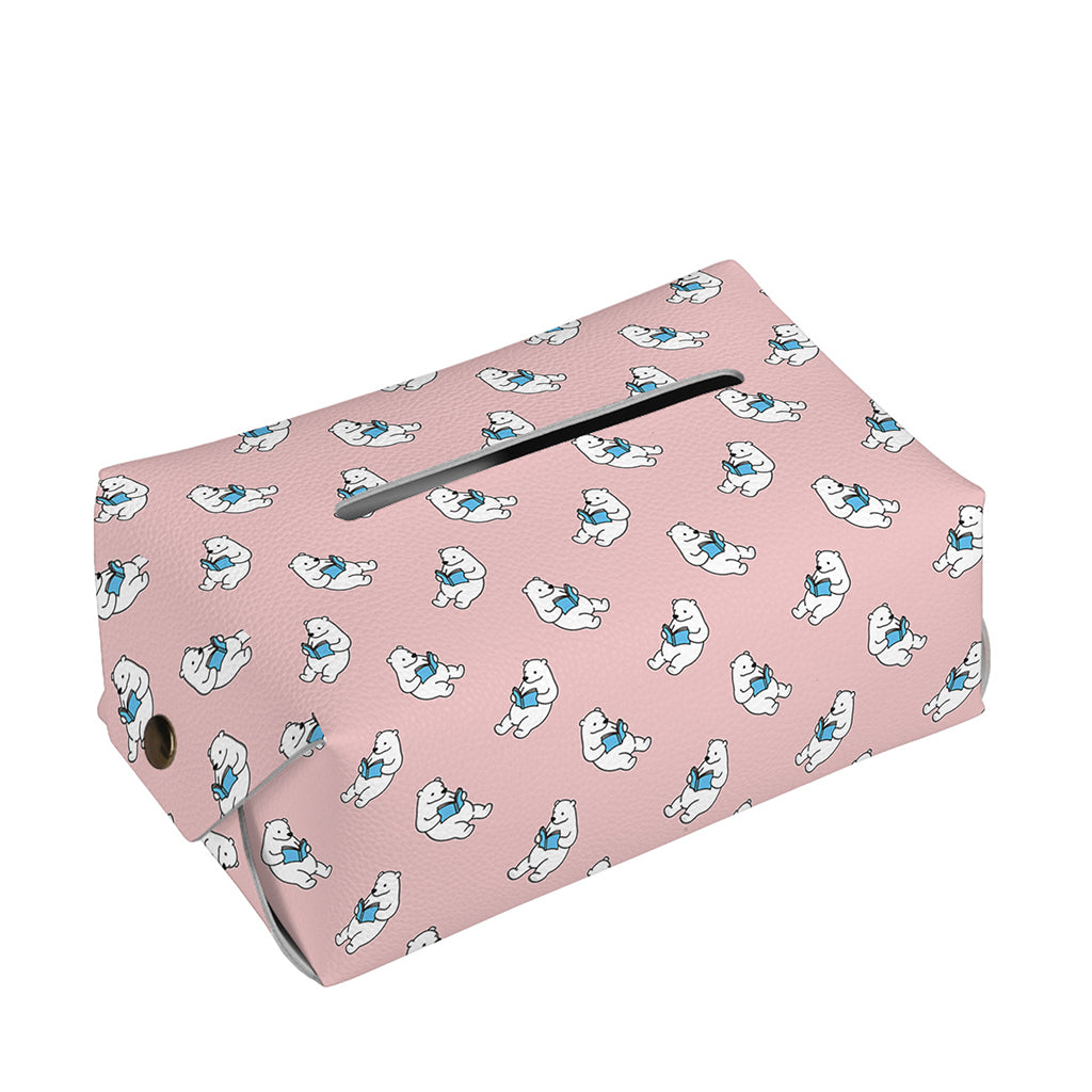 Polar Bear Reading Book Pattern Print Rectangle Tissue Box Cover