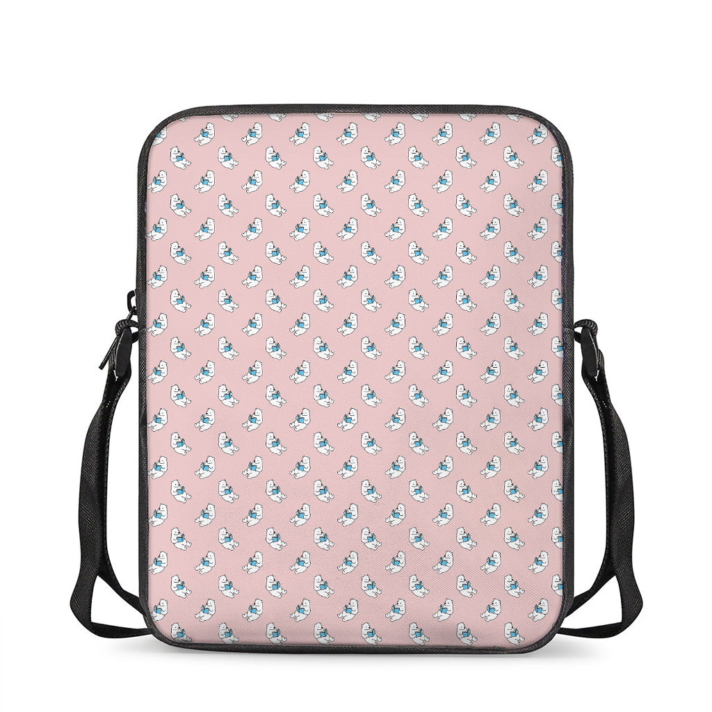 Polar Bear Reading Book Pattern Print Rectangular Crossbody Bag