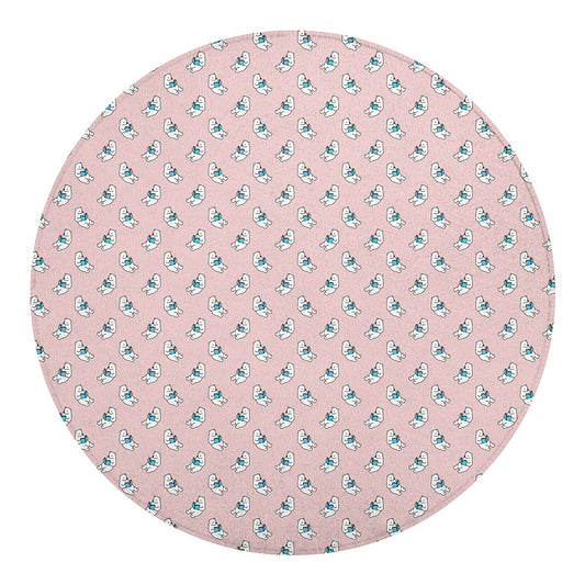 Polar Bear Reading Book Pattern Print Round Blanket