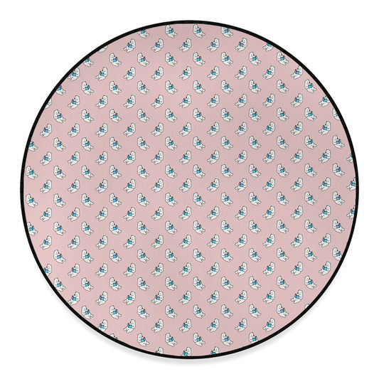 Polar Bear Reading Book Pattern Print Round Floor Mat