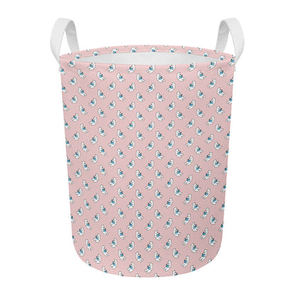 Polar Bear Reading Book Pattern Print Round Laundry Basket