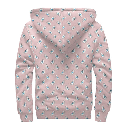 Polar Bear Reading Book Pattern Print Sherpa Lined Zip Up Hoodie