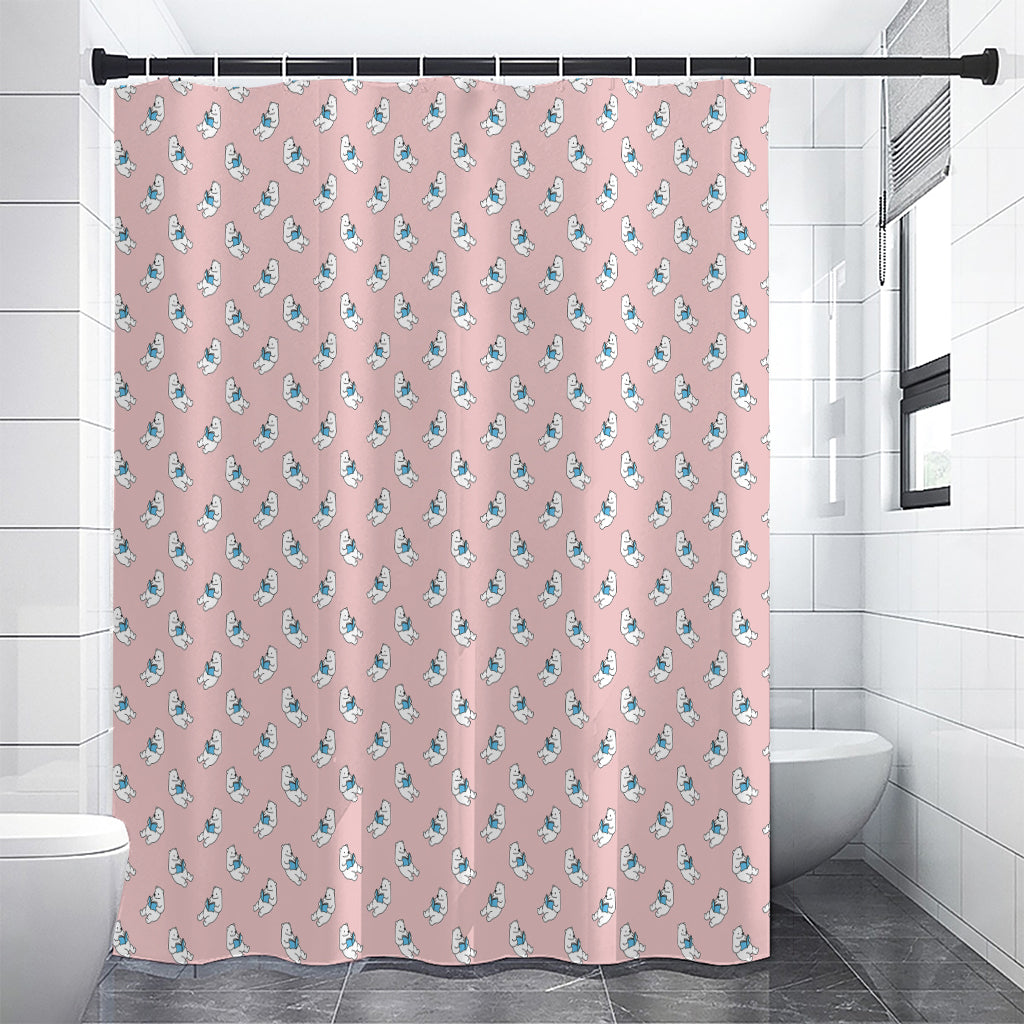 Polar Bear Reading Book Pattern Print Shower Curtain