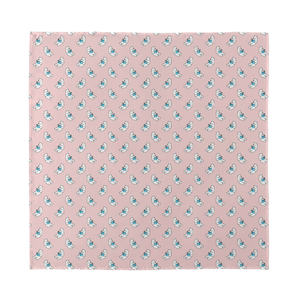 Polar Bear Reading Book Pattern Print Silk Bandana