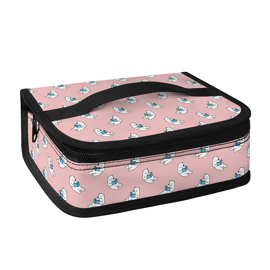 Polar Bear Reading Book Pattern Print Small Lunch Bag