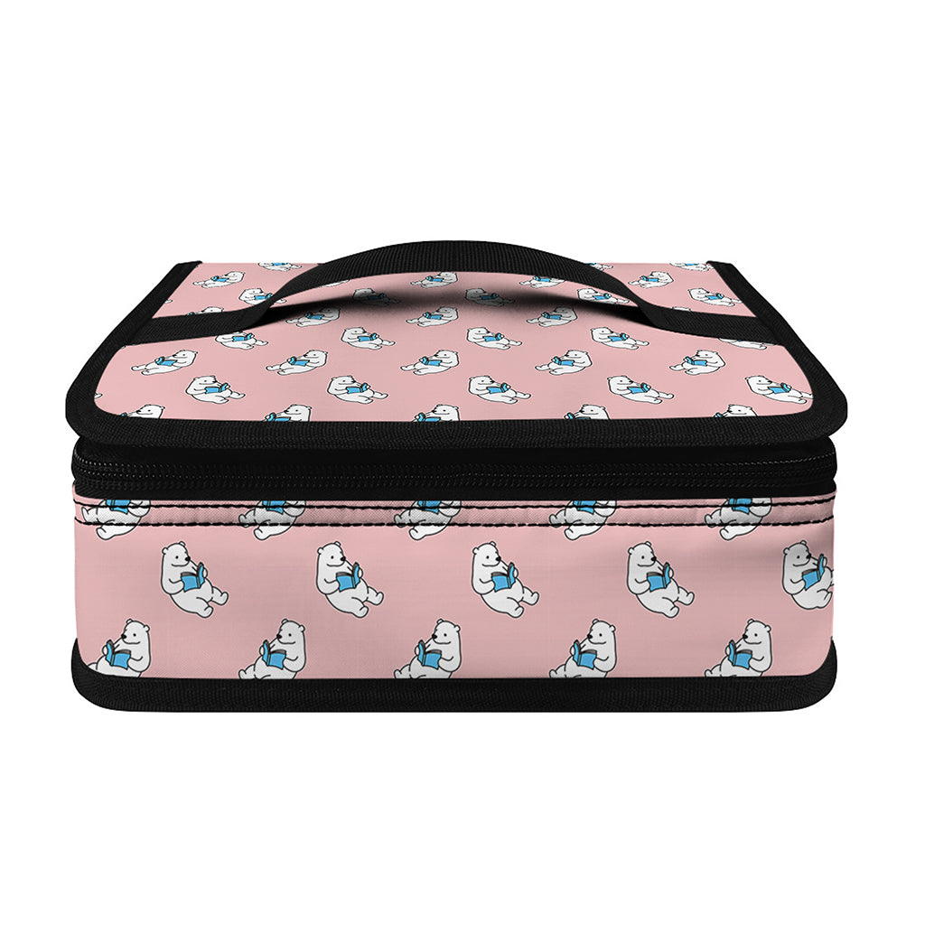Polar Bear Reading Book Pattern Print Small Lunch Bag